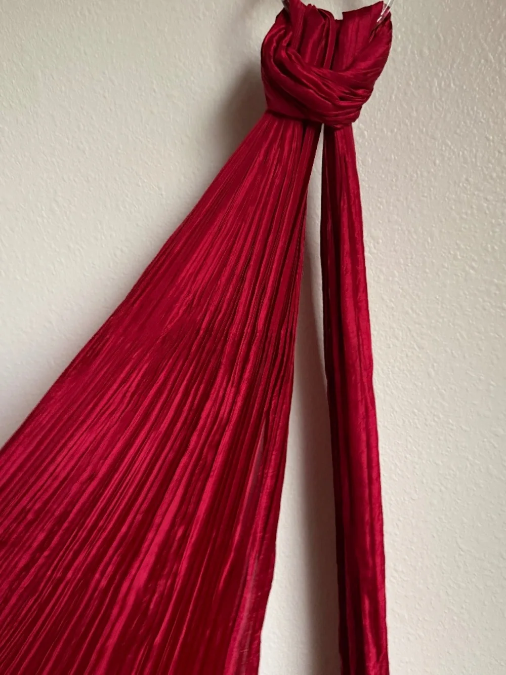 NWT Eileen Fisher Crinkled Whisper Organic Silk Scarf  Ruby